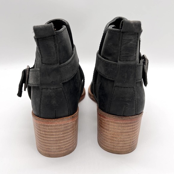 FREE PEOPLE Back Loop Ankle Boot Womens 38 Black Leather Buckle Strap NWOB - Picture 3 of 9